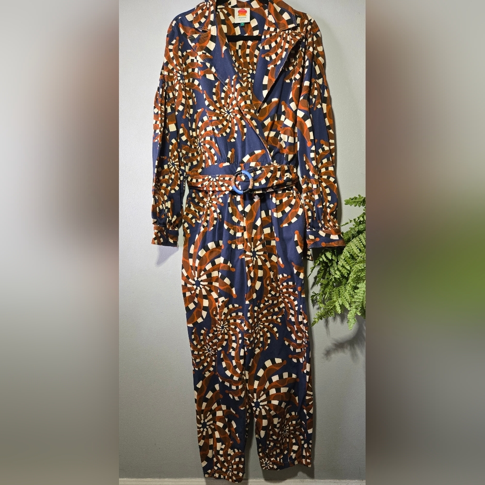 FARM Rio Blue and Brown Swirl Jumpsuit - Picture 8 of 11
